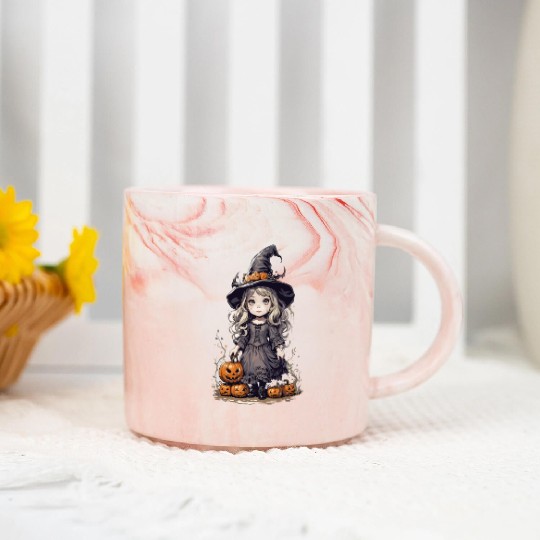 cute and creepy halloween fantasy witch Marble Mugs