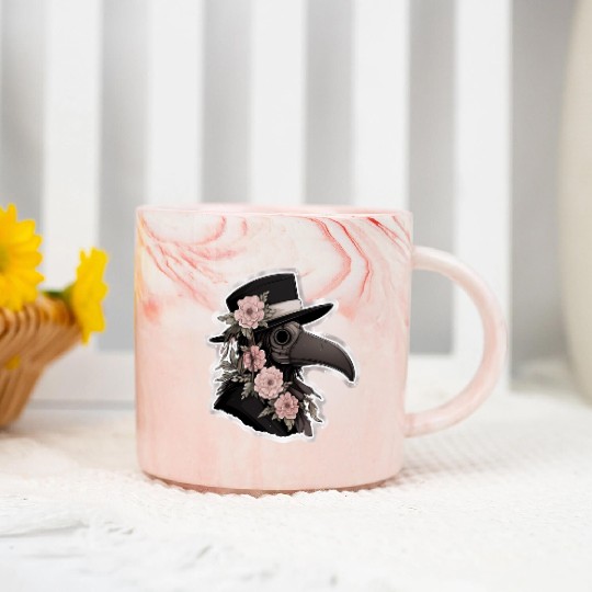 Cute Floral Plague Doctor Marble Mugs
