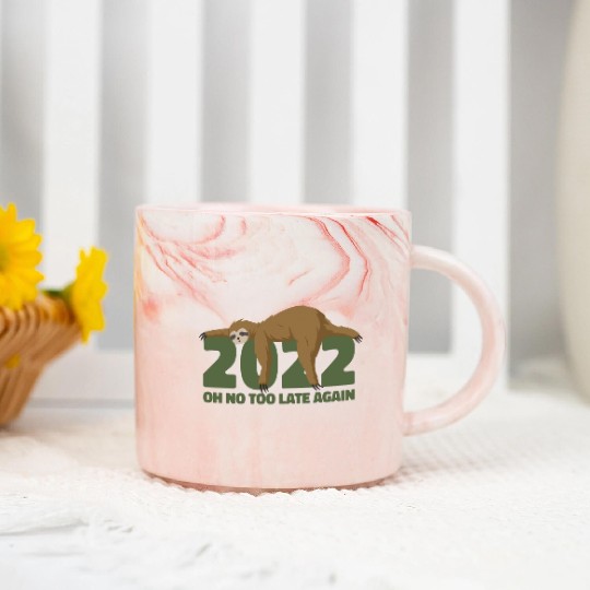 Sleeping Sloth Newyear Marble Mugs