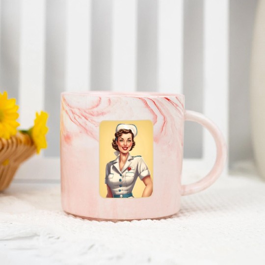 WW2 Nurse Pinup Girl - Vintage Tribute Army Men Marble Mugs