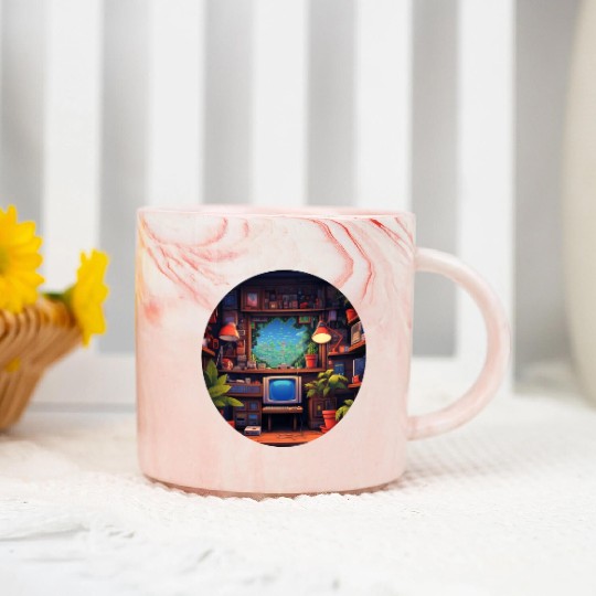 Pixelated Nostalgia: Embrace Retro Gaming Fun Marble Mugs