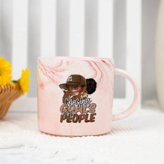 Chasing Goals Not People Black Woman Black Queen Marble Mugs