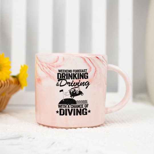 Drinking Driving Diving Beer Golf Cart Funny Marble Mugs