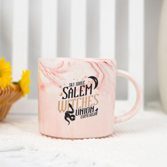 Salem Witches Union Black Marble Mugs