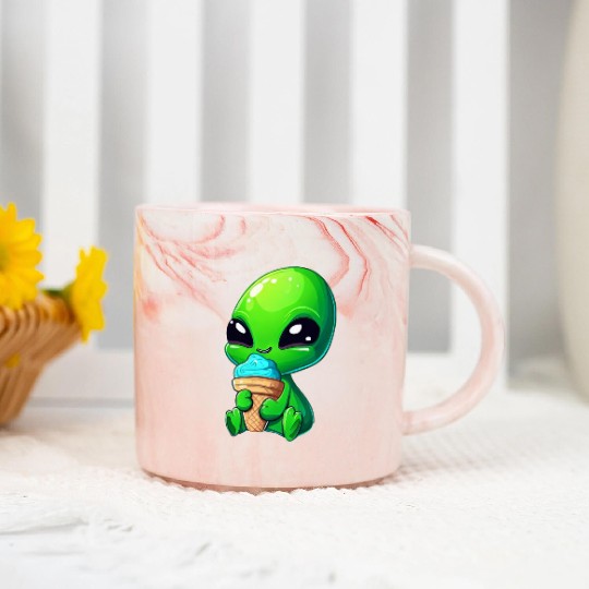 Alien Extraterrestrial Ice Blue Green Marble Mugs
