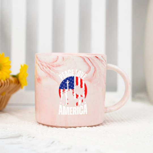 "Peace Love America Labor Day Marble Mugs - Celebrate