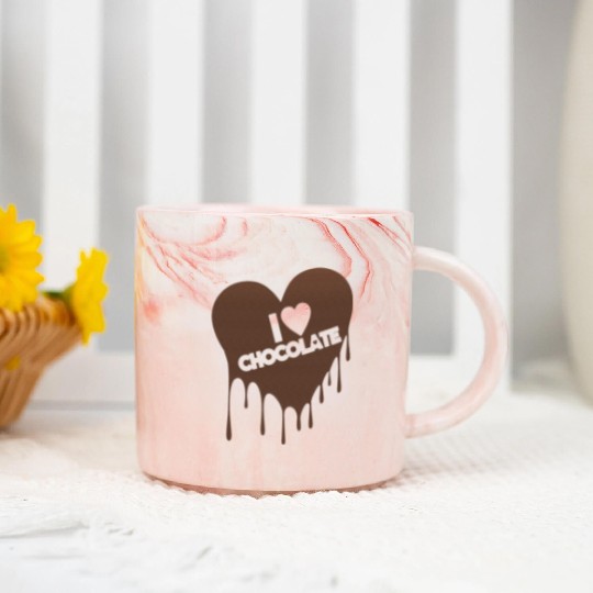 I Love Chocolate Candy Heart Lover Marble Mugs