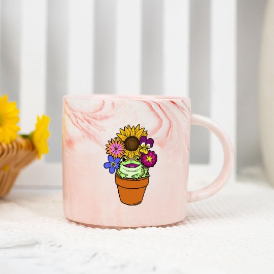 Flower Pot Toad Marble Mugs
