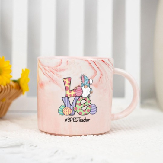 Love Easter Sped Teacher Gnomes Teacher Easter 202 Marble Mugs