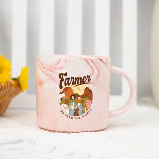 Farmer We Feed The World Marble Mugs