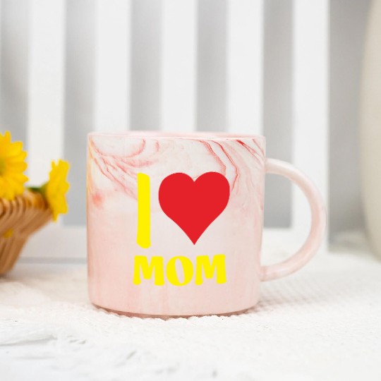 I Love Mom Yellow Marble Mugs