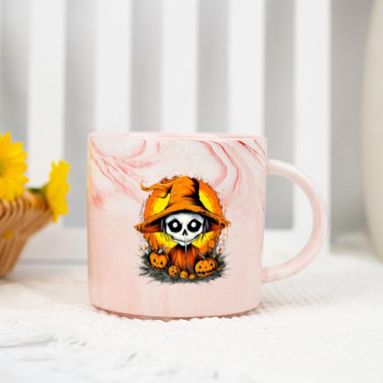Eerie Halloween Ghoul, Spooky Season Delight 17 Marble Mugs