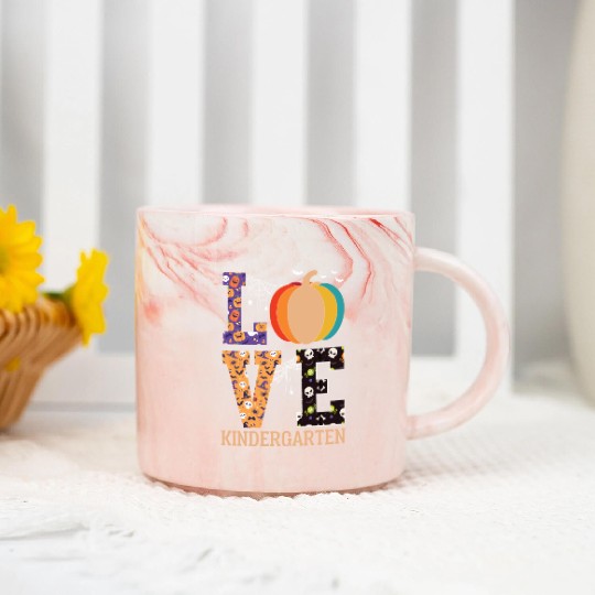 Love Pumpkin Candy Corn Halloween Love Costume Men Marble Mugs