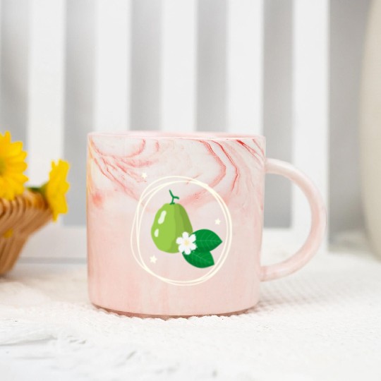 Guava With Flower And Leaves Marble Mugs