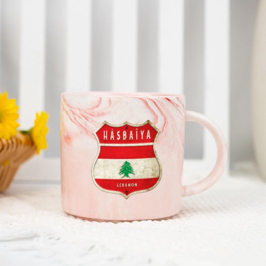 Hasbaiyya Lebanon coat of arms flags design Marble Mugs
