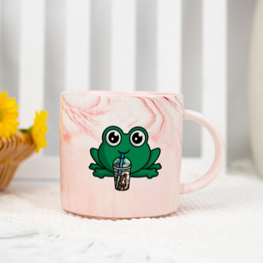 Bubble Boba Tea Drink Frog Cute Anime Kawaii Toad Marble Mugs