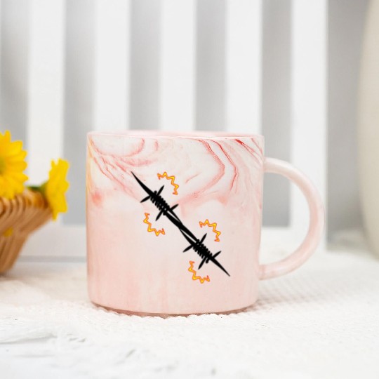 Electric fence barbed wire Marble Mugs