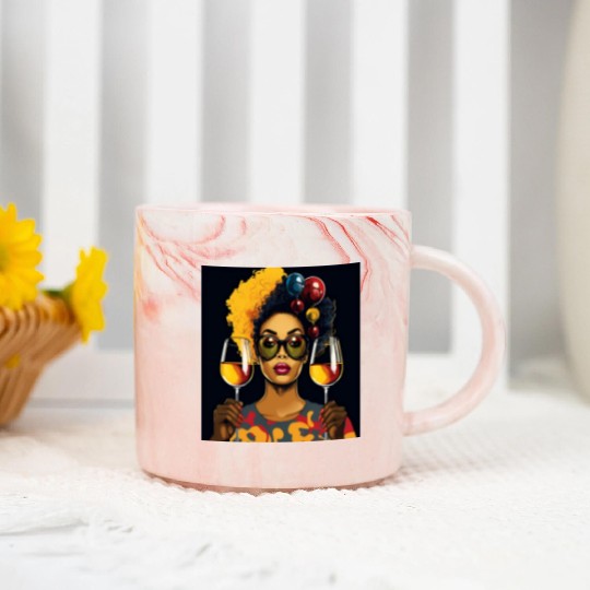 African Elegance Wine Lady Marble Mugs