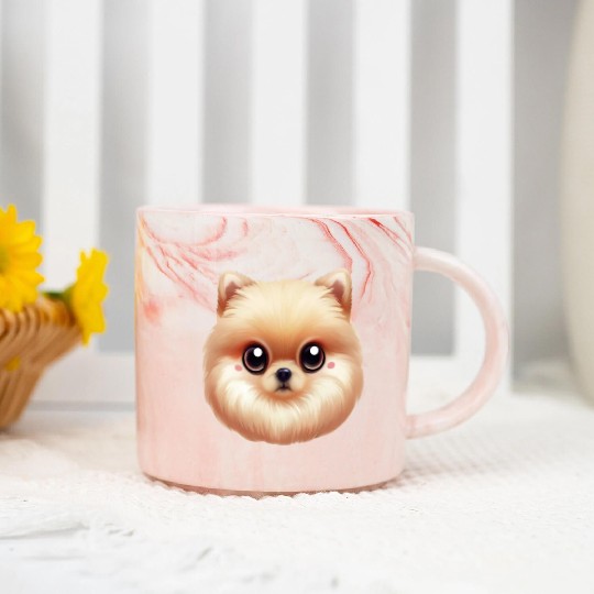 Playful Pomeranian Artwork Marble Mugs