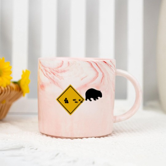 Wombat Poop Cubes Road Sign Marble Mugs