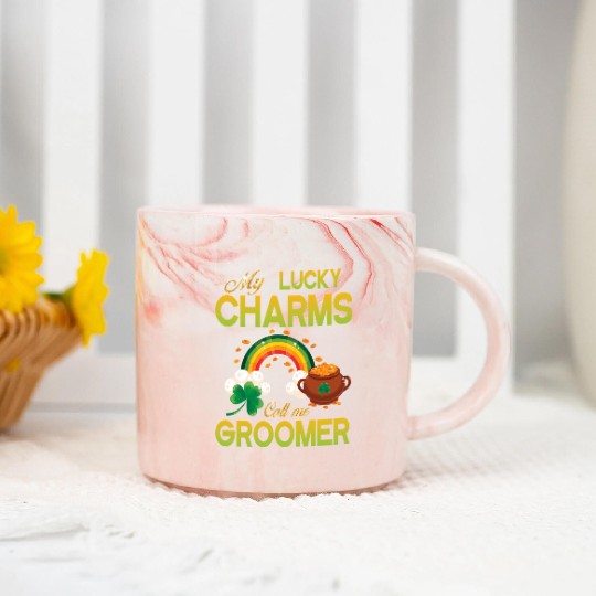 Saint Patrick Gold Shamrocks My Lucky Charms Call Marble Mugs