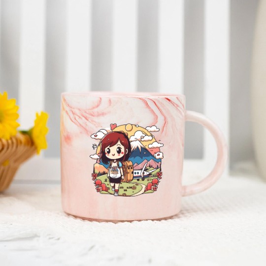 Exploring The World With My Cute Travel Buddy Marble Mugs