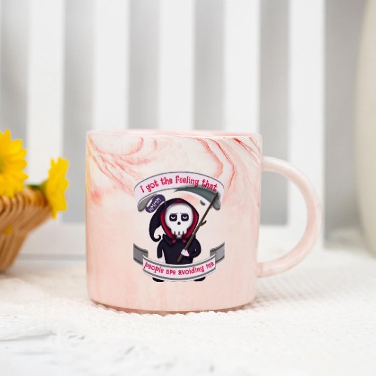 People Are Avoiding Me Grim Reaper Marble Mugs