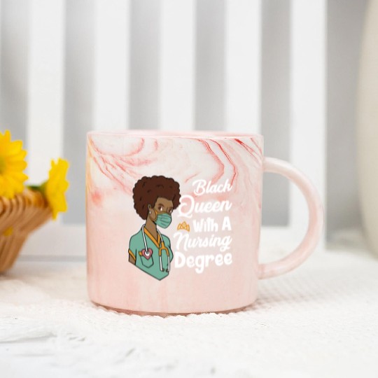 Black Queen With A Nursing Degree Marble Mugs