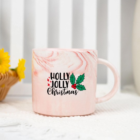 Holly Jolly Christmas Marble Mugs