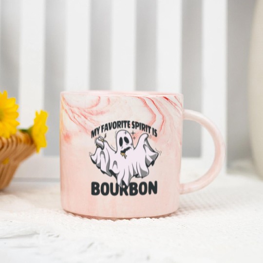 My Favorite Spirit Is Bourbon Halloween Ghost Marble Mugs