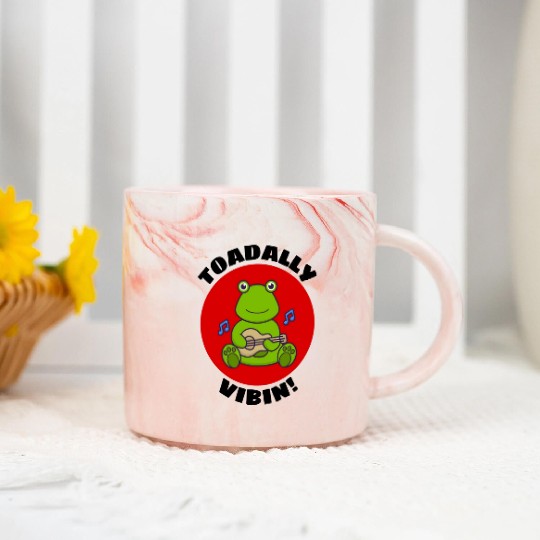 Toadally Vibin Toad Pun Marble Mugs