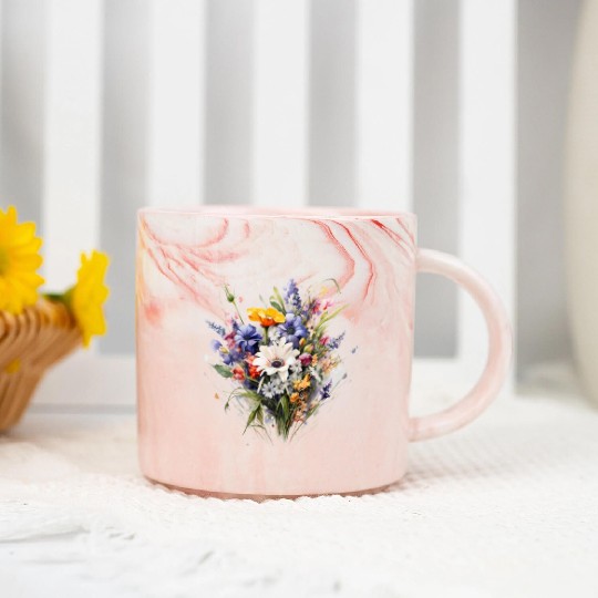 Wild Flowers Botanical Flower Nature Marble Mugs
