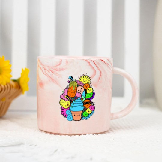Multi Colorful Sweet Gang Marble Mugs
