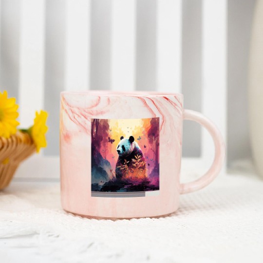 Panda Bear Ailuropoda Melanoleuca Friend Lover Marble Mugs