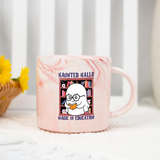 Haunted Halls Magic in Education Teacher Halloween Marble Mugs