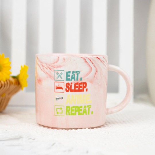Eat Sleep Anime Repeat Ramen Kawaii Japanese Manga Marble Mugs
