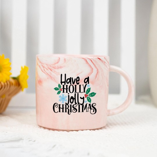 Holly Jolly Christmas Marble Mugs