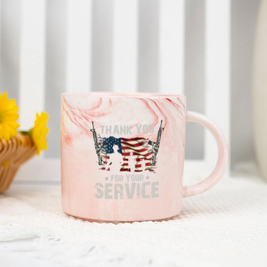 Thank You For Your Service US Flag Veterans Day Marble Mugs