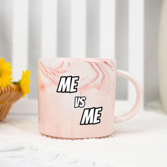 Me vs Me (white) Marble Mugs