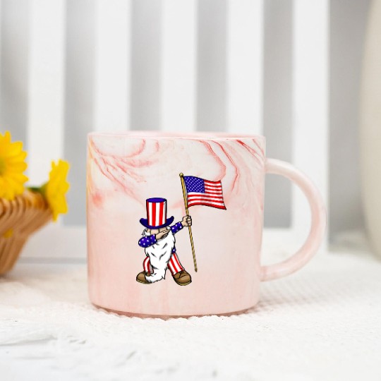 4th of July Gnome Dab Marble Mugs