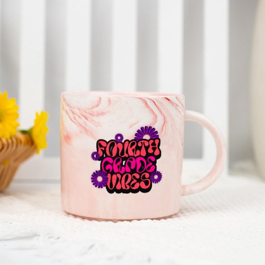 Fourth Grade Vibes for School Guys Neon Colors Flo Marble Mugs