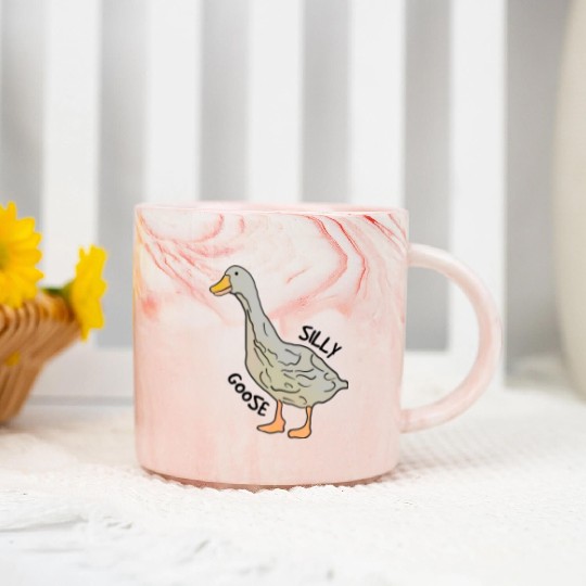 Playful Silly Goose Delight Marble Mugs