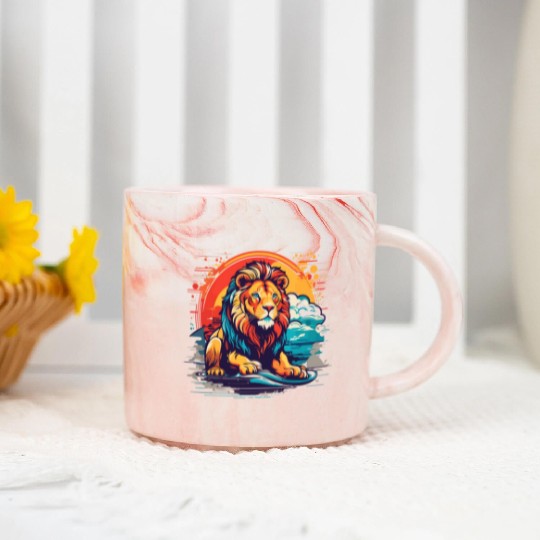 Lion Sunset Marble Mugs