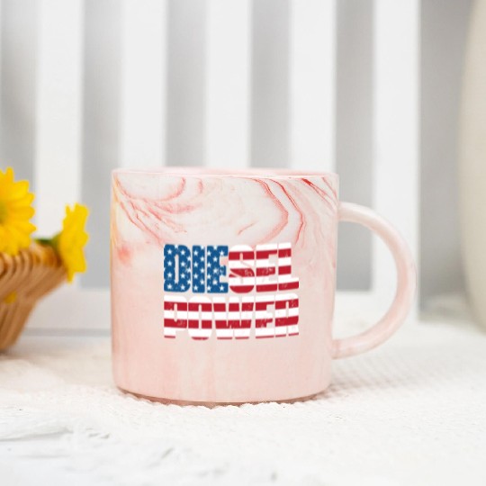 Diesel Power American Flag Marble Mugs