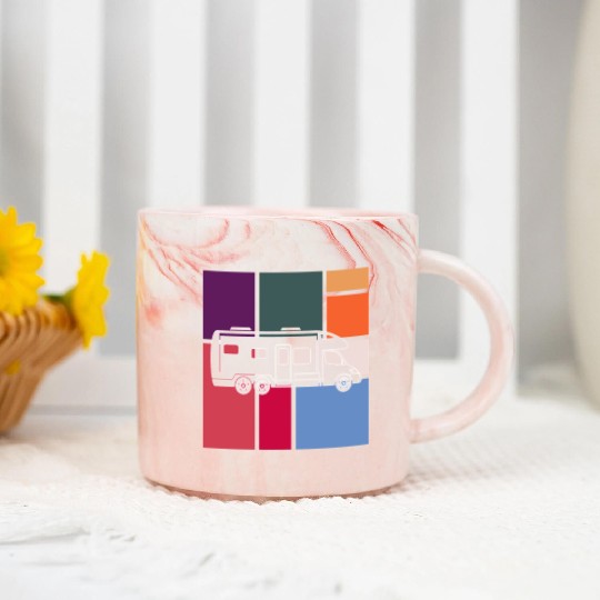 Vintage Camper – Retro Road Trip Marble Mugs