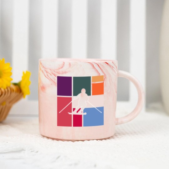 Vintage Skiing – Retro Winter Sports Marble Mugs