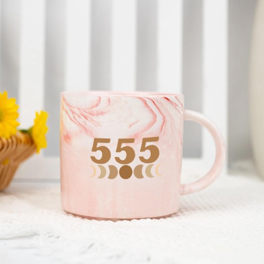 Moon Cycle Brown Angel Numbers 555 Marble Mugs