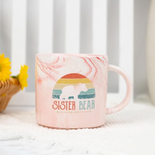 Cute Sister Bear Retro Little Sister Vintage Big Marble Mugs