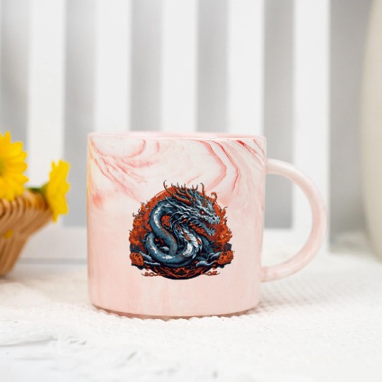 Blaze of Dragon Marble Mugs
