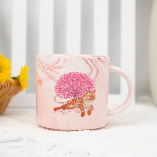 Cherry Blossom Tree Predator Gift Sakura Tiger Marble Mugs